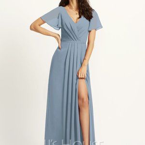 CLOSET CLEAN OUT!! JJs House - Dusty Blue Floor-Length Bridesmaid Dress 16W